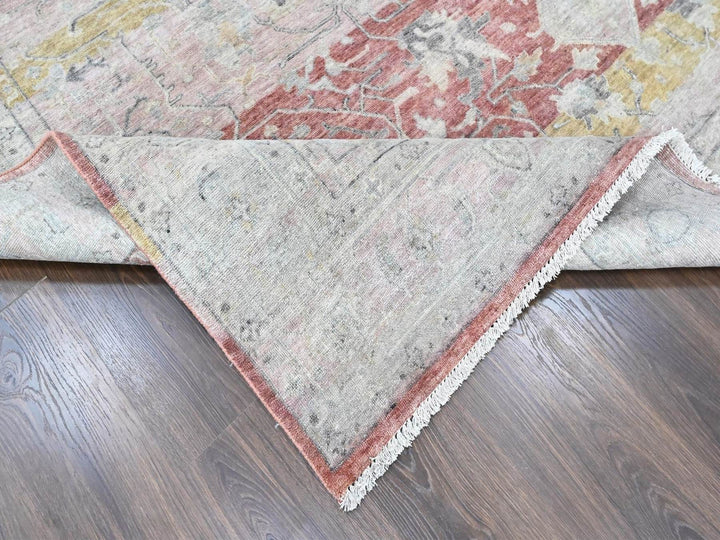 8'11" x 11'10" New Hand Knotted Ivory Wool Rectangle Oriental Rug - MOA10210555