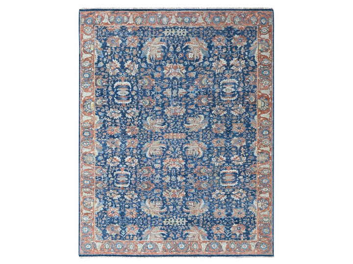 8'11" x 11'10" New Hand Knotted Blue Wool Rectangle Oriental Rug - MOA10210556