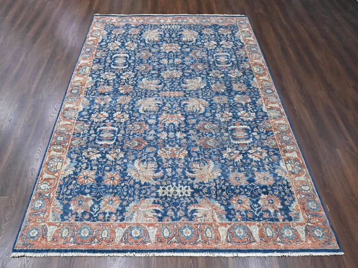 8'11" x 11'10" New Hand Knotted Blue Wool Rectangle Oriental Rug - MOA10210556