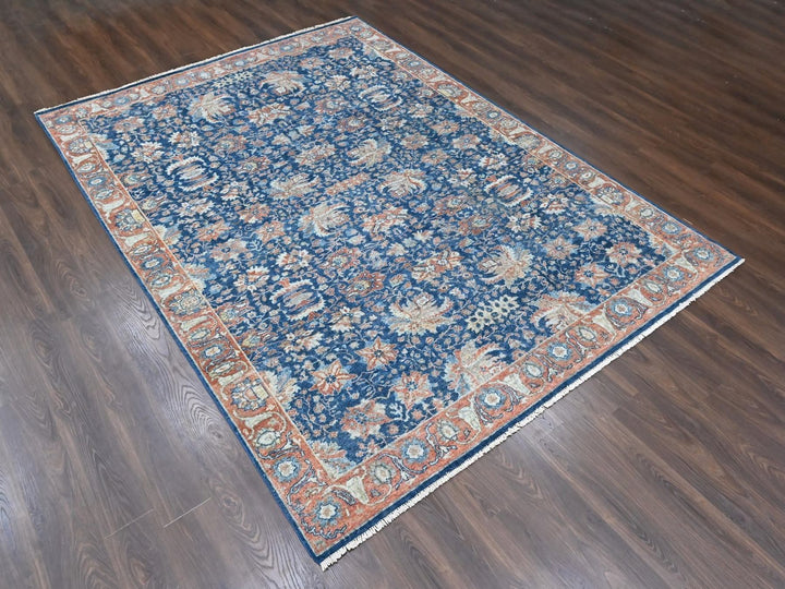 8'11" x 11'10" New Hand Knotted Blue Wool Rectangle Oriental Rug - MOA10210556