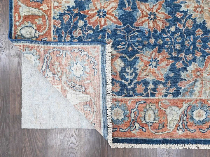 8'11" x 11'10" New Hand Knotted Blue Wool Rectangle Oriental Rug - MOA10210556