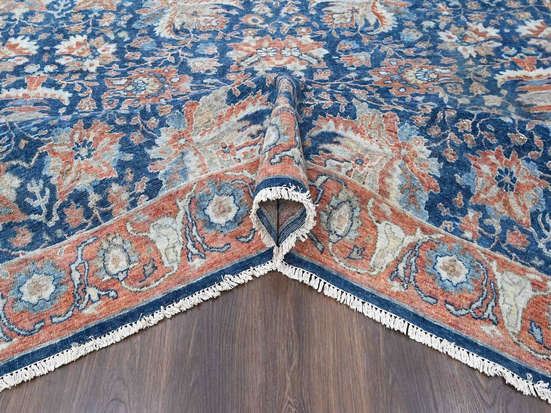 8'11" x 11'10" New Hand Knotted Blue Wool Rectangle Oriental Rug - MOA10210556