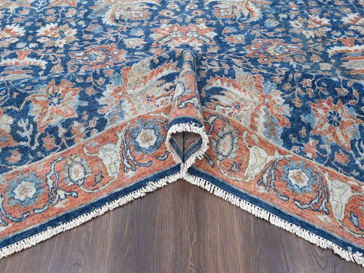 8'11" x 11'10" New Hand Knotted Blue Wool Rectangle Oriental Rug - MOA10210556
