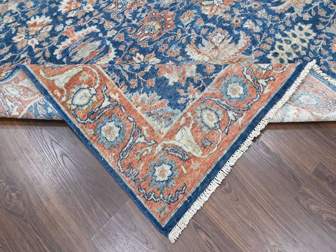 8'11" x 11'10" New Hand Knotted Blue Wool Rectangle Oriental Rug - MOA10210556