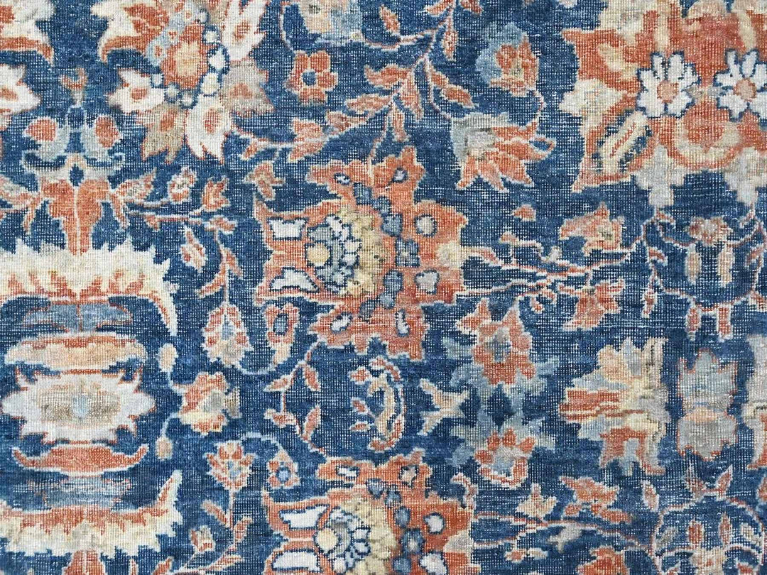 8'11" x 11'10" New Hand Knotted Blue Wool Rectangle Oriental Rug - MOA10210556
