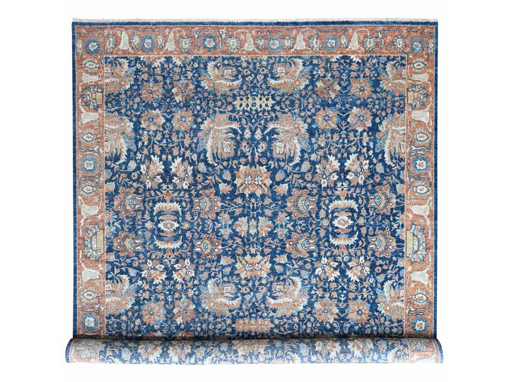 10'3" x 13'10" New Hand Knotted Blue Wool Rectangle Oriental Rug - MOA10210557