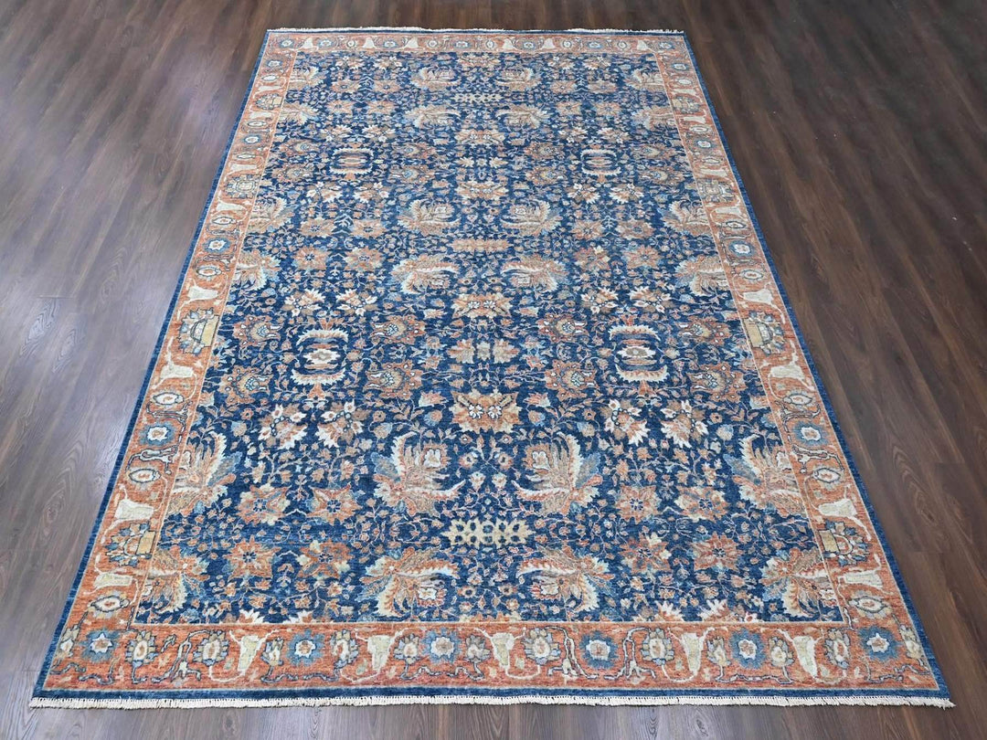 10'3" x 13'10" New Hand Knotted Blue Wool Rectangle Oriental Rug - MOA10210557
