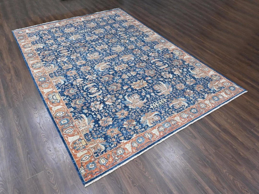 10'3" x 13'10" New Hand Knotted Blue Wool Rectangle Oriental Rug - MOA10210557