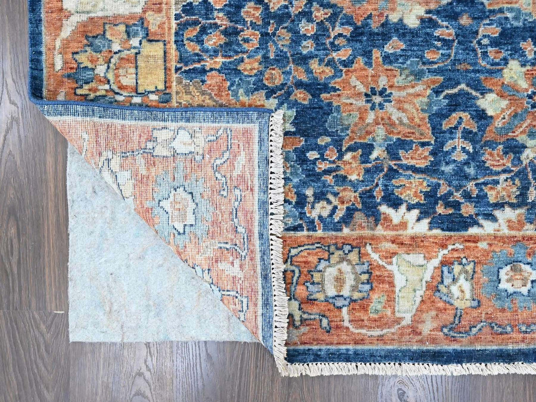 10'3" x 13'10" New Hand Knotted Blue Wool Rectangle Oriental Rug - MOA10210557