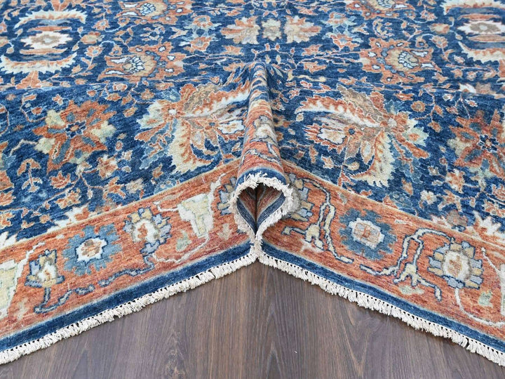 10'3" x 13'10" New Hand Knotted Blue Wool Rectangle Oriental Rug - MOA10210557
