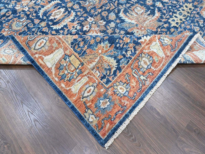 10'3" x 13'10" New Hand Knotted Blue Wool Rectangle Oriental Rug - MOA10210557