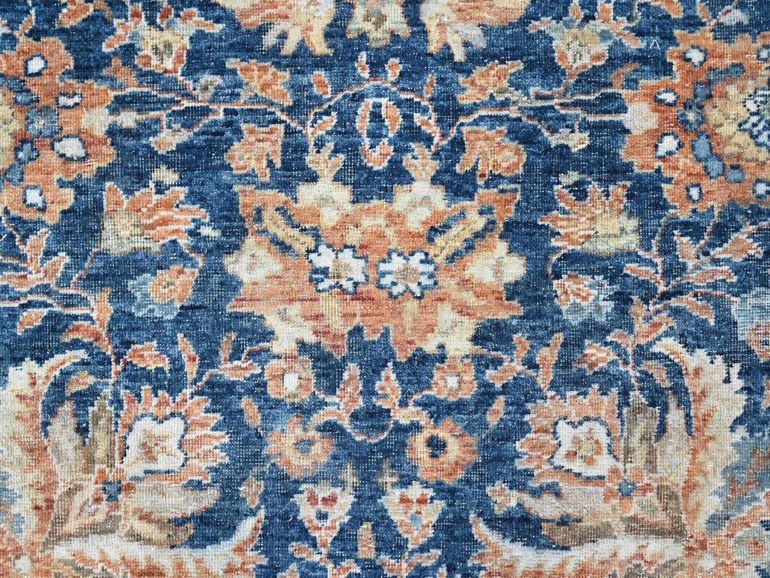 10'3" x 13'10" New Hand Knotted Blue Wool Rectangle Oriental Rug - MOA10210557