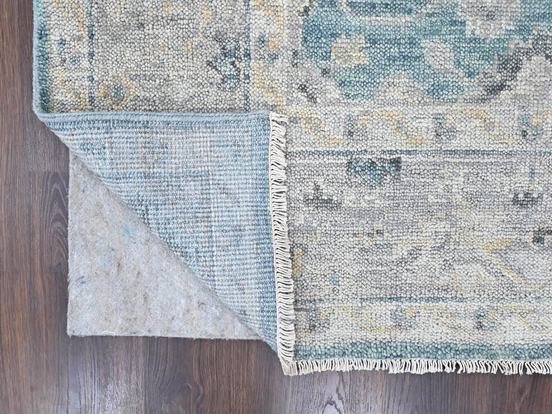 7'11" x 9'11" New Hand Knotted Blue Wool Rectangle Oriental Rug - MOA10210559