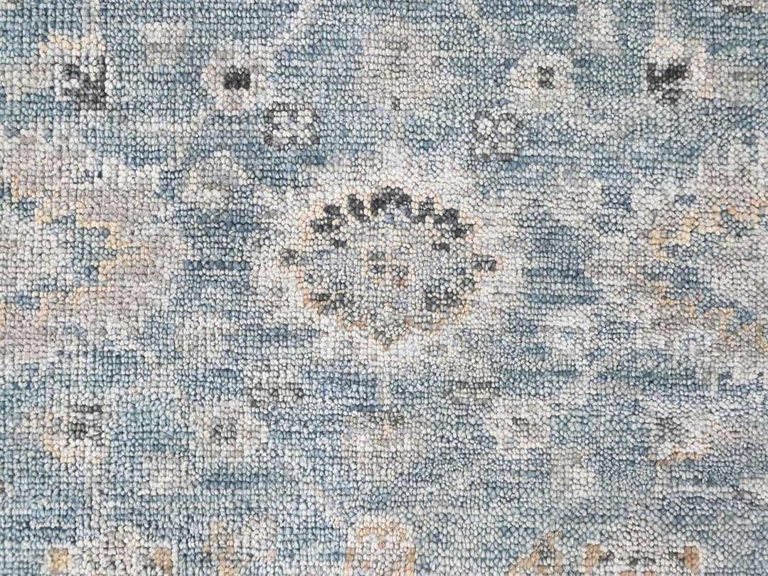 7'11" x 9'11" New Hand Knotted Blue Wool Rectangle Oriental Rug - MOA10210559