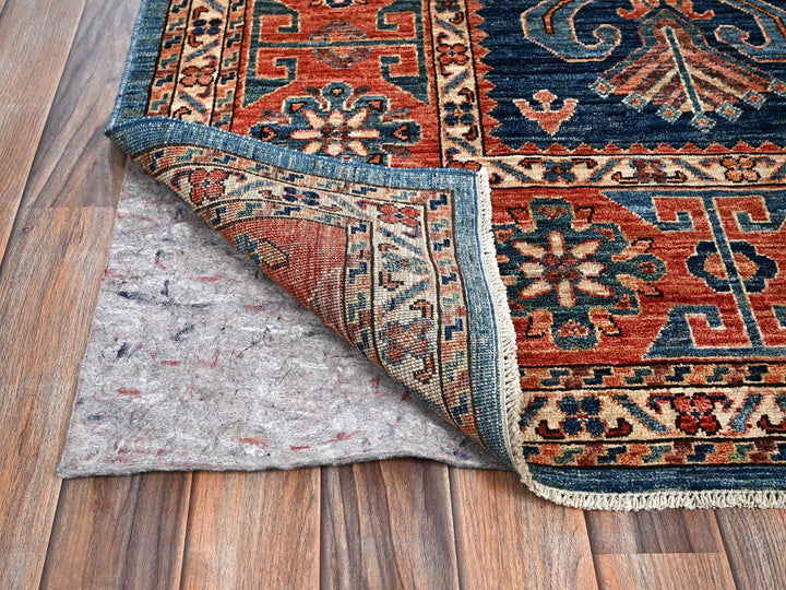 6'0" x 8'8" New Hand Knotted Blue Wool Rectangle Oriental Rug - MOA1021055