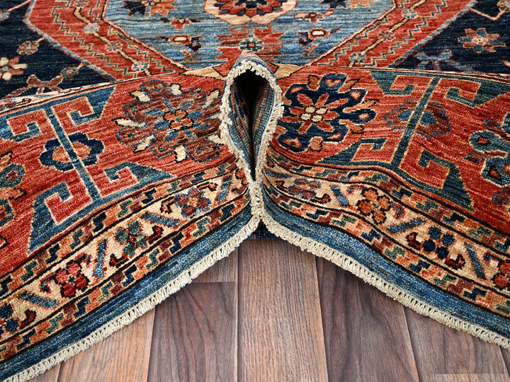 6'0" x 8'8" New Hand Knotted Blue Wool Rectangle Oriental Rug - MOA1021055