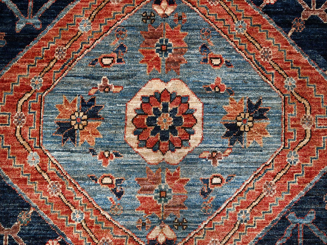 6'0" x 8'8" New Hand Knotted Blue Wool Rectangle Oriental Rug - MOA1021055