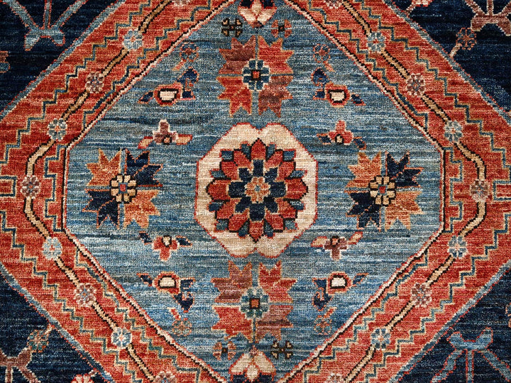 6'0" x 8'8" New Hand Knotted Blue Wool Rectangle Oriental Rug - MOA1021055