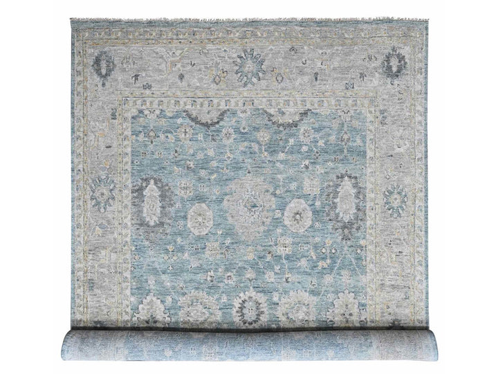 11'11" x 15'1" New Hand Knotted Blue Wool Rectangle Oriental Rug - MOA10210560