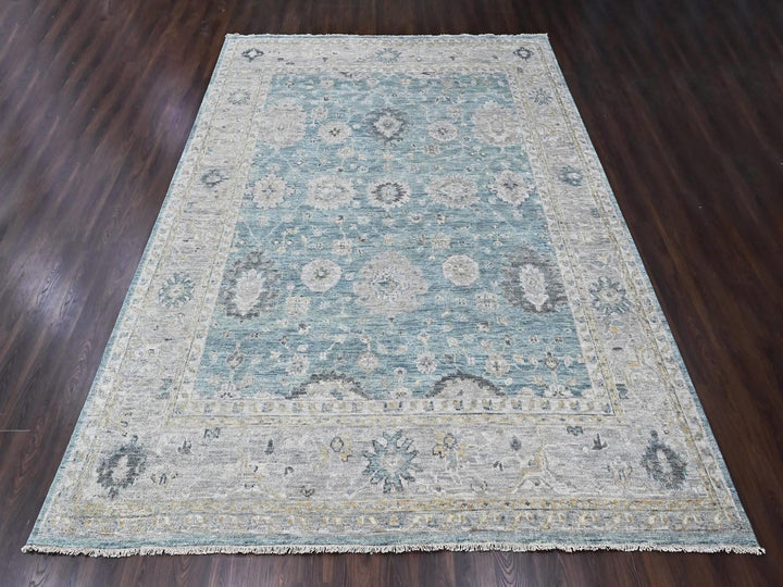 11'11" x 15'1" New Hand Knotted Blue Wool Rectangle Oriental Rug - MOA10210560