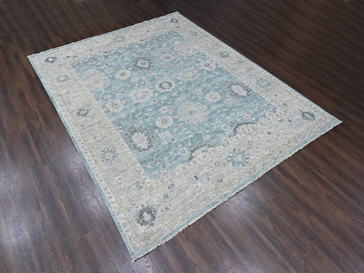 11'11" x 15'1" New Hand Knotted Blue Wool Rectangle Oriental Rug - MOA10210560