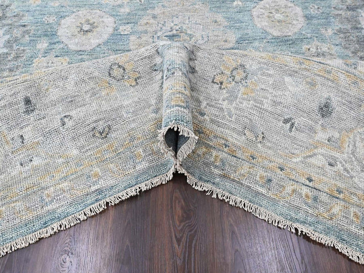 11'11" x 15'1" New Hand Knotted Blue Wool Rectangle Oriental Rug - MOA10210560