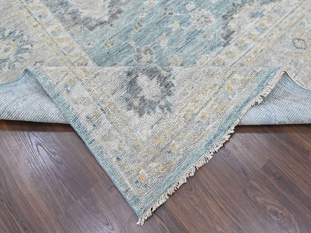 11'11" x 15'1" New Hand Knotted Blue Wool Rectangle Oriental Rug - MOA10210560