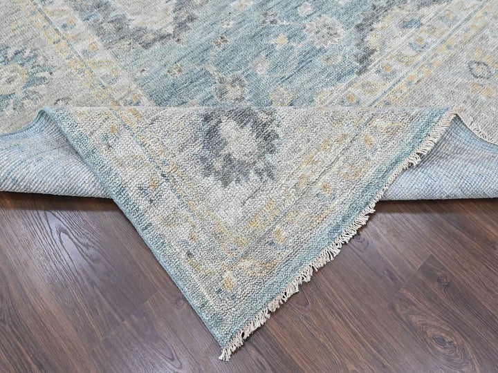 11'11" x 15'1" New Hand Knotted Blue Wool Rectangle Oriental Rug - MOA10210560