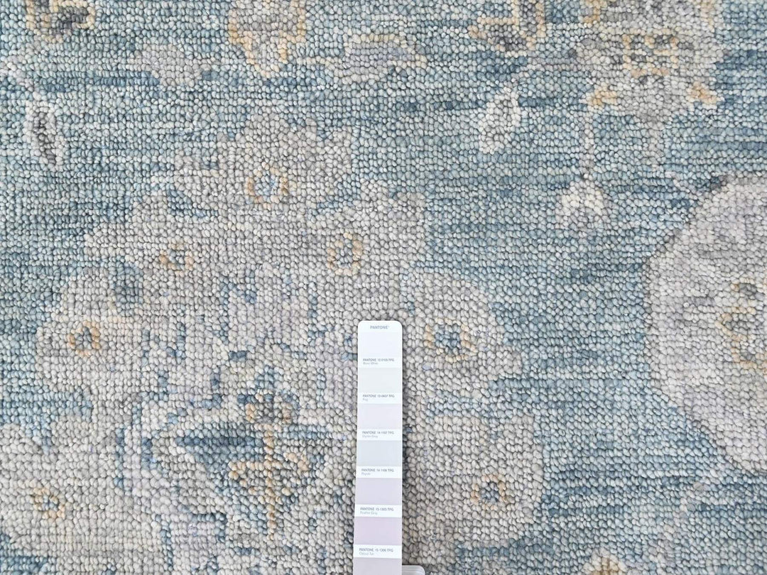 11'11" x 15'1" New Hand Knotted Blue Wool Rectangle Oriental Rug - MOA10210560