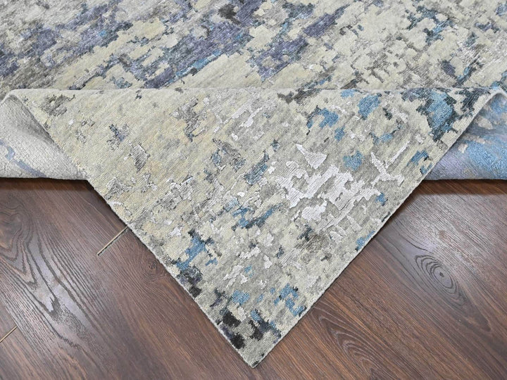 9'0" x 11'9" New Hand Knotted Beige Wool & Silk Rectangle Oriental Rug - MOA10210561
