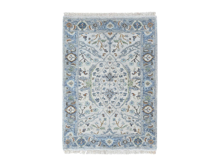 2'1" x 3'0" New Hand Knotted Grey Wool Rectangle Oriental Rug - MOA10210564