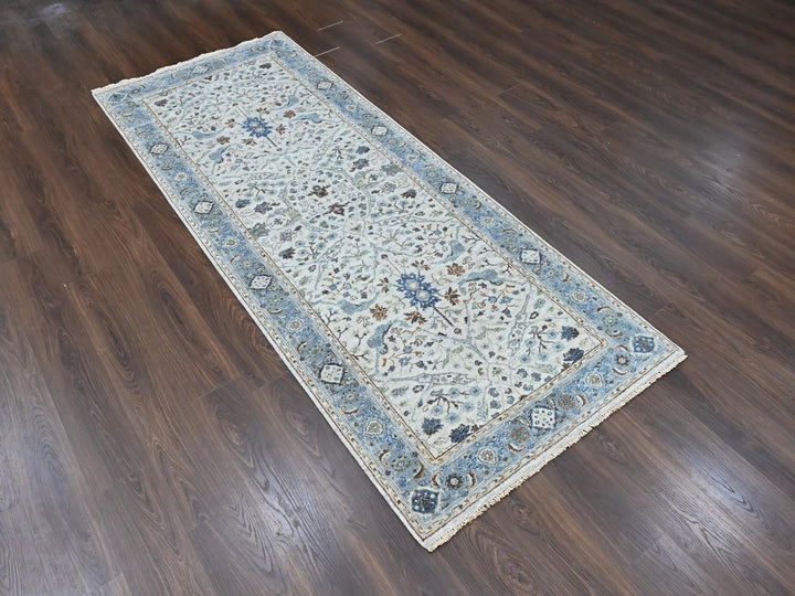 4'0" x 9'10" New Hand Knotted Grey Wool Runner Oriental Rug - MOA10210565