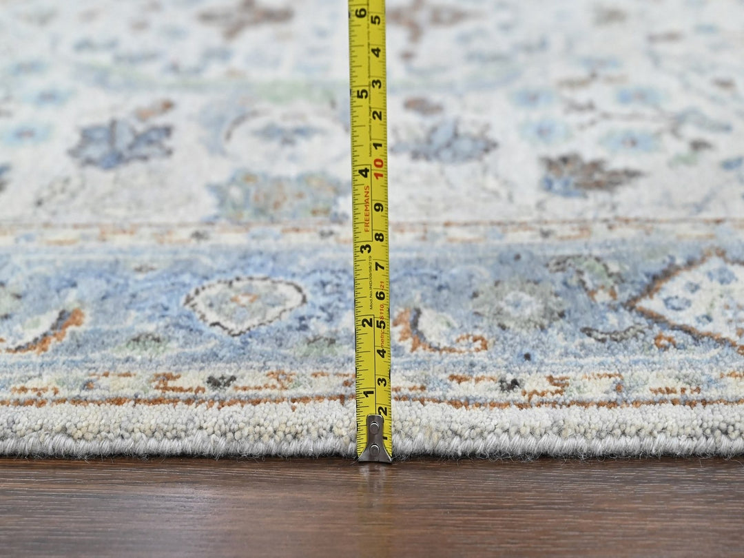 4'0" x 12'0" New Hand Knotted Grey Wool Runner Oriental Rug - MOA10210566