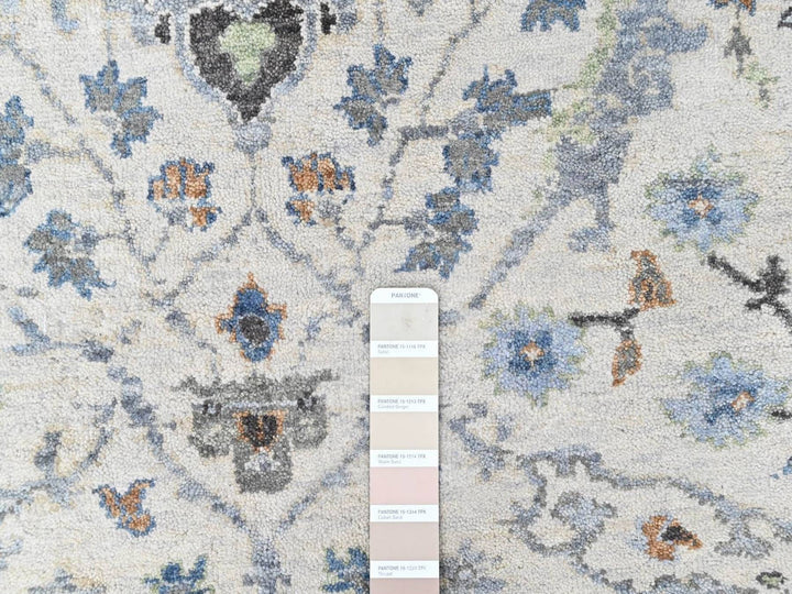 6'0" x 9'0" New Hand Knotted Grey Wool Rectangle Oriental Rug - MOA10210567