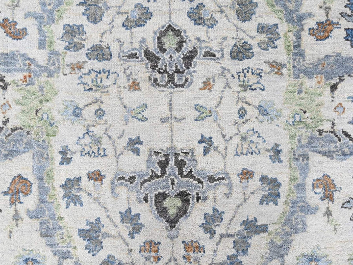 6'0" x 9'0" New Hand Knotted Grey Wool Rectangle Oriental Rug - MOA10210567