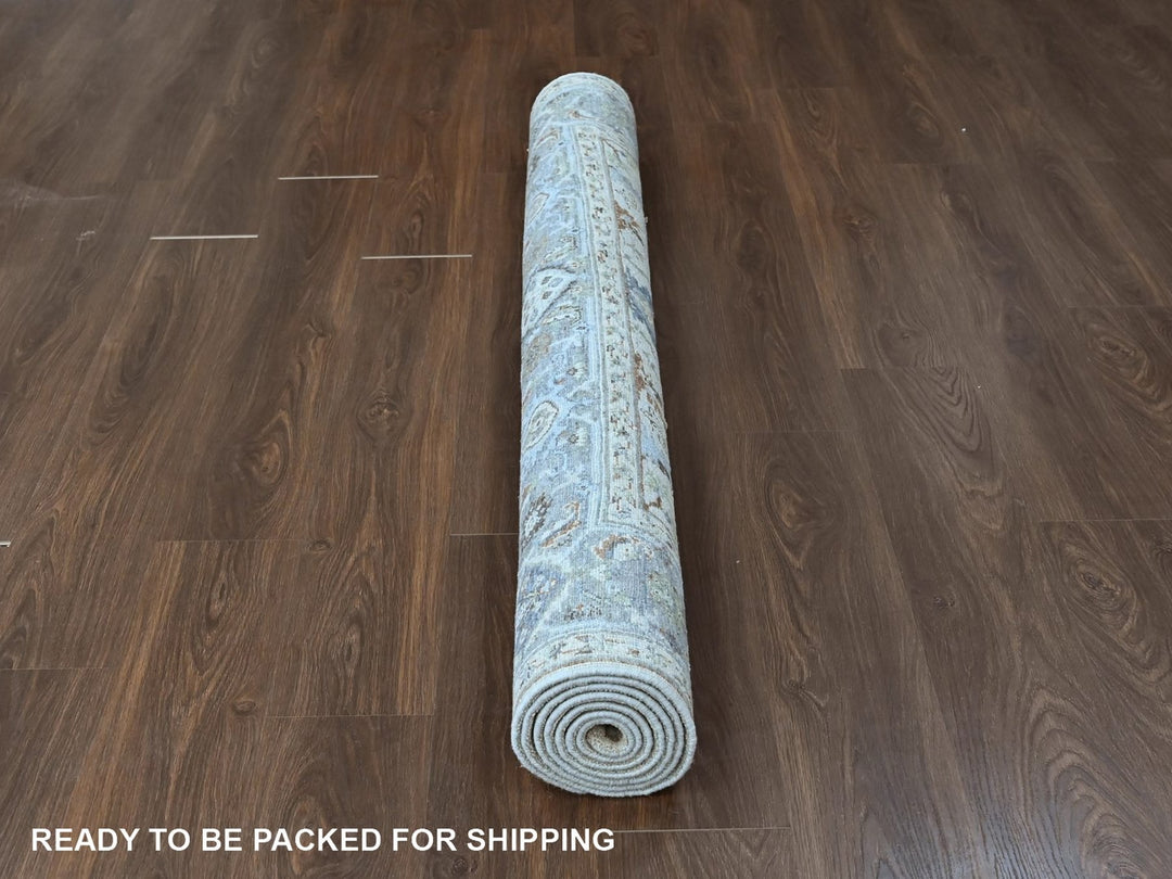6'0" x 9'0" New Hand Knotted Grey Wool Rectangle Oriental Rug - MOA10210567
