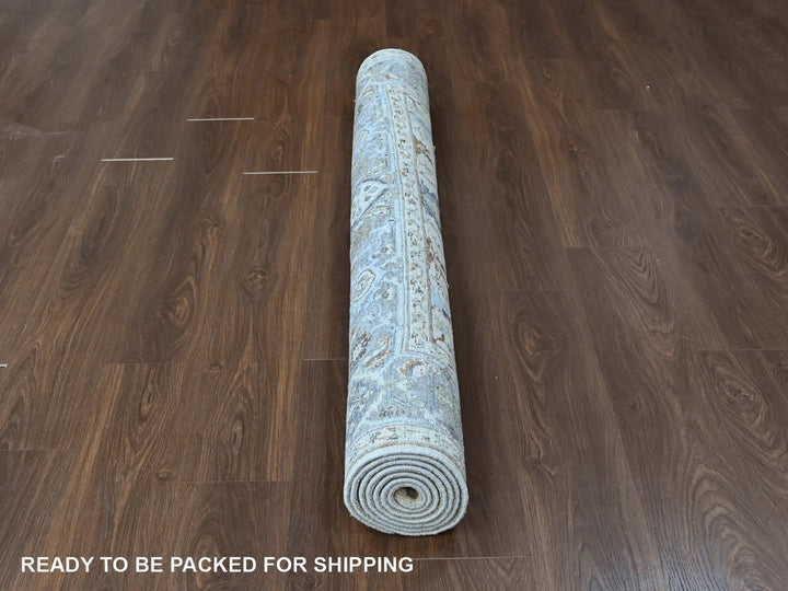 6'0" x 9'0" New Hand Knotted Grey Wool Rectangle Oriental Rug - MOA10210567