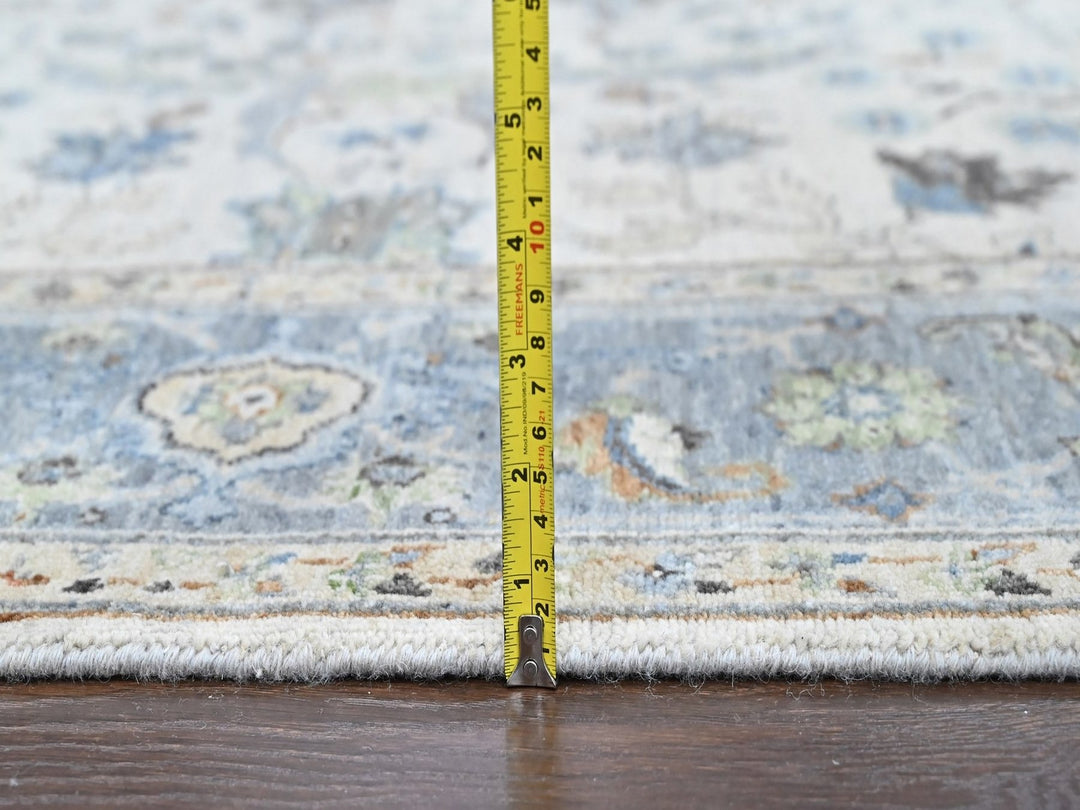 6'0" x 9'0" New Hand Knotted Grey Wool Rectangle Oriental Rug - MOA10210567