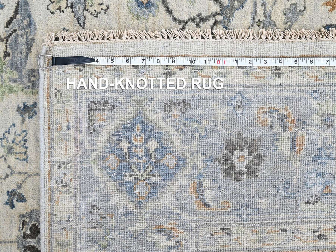 6'0" x 9'0" New Hand Knotted Grey Wool Rectangle Oriental Rug - MOA10210567