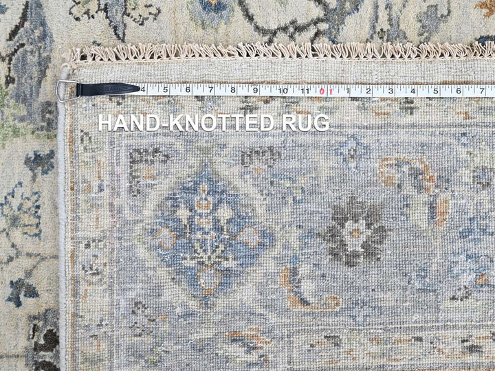 6'0" x 9'0" New Hand Knotted Grey Wool Rectangle Oriental Rug - MOA10210567