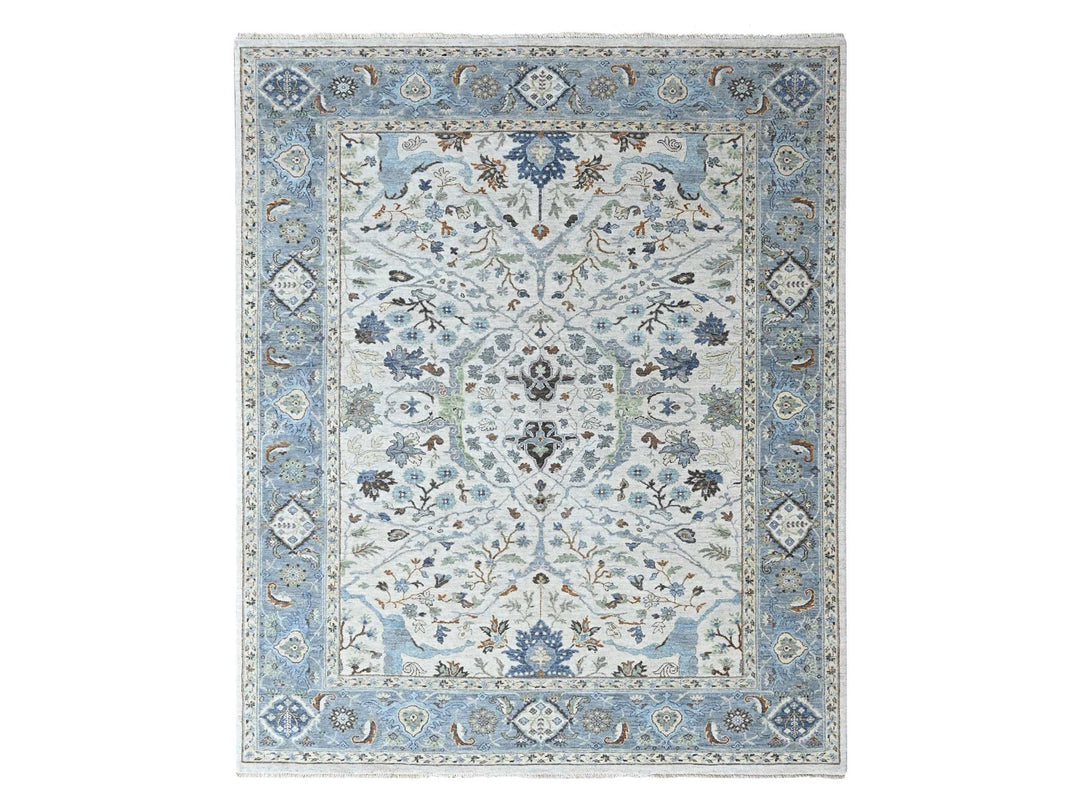 8'0" x 9'10" New Hand Knotted Grey Wool Rectangle Oriental Rug - MOA10210568