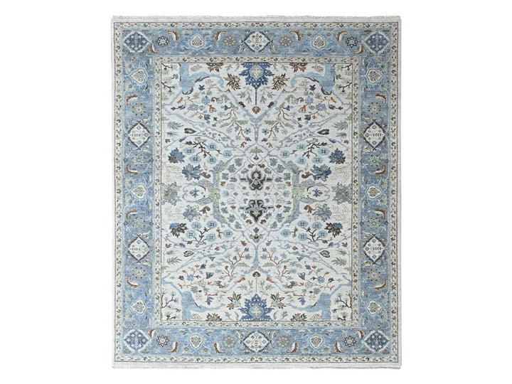 8'0" x 9'10" New Hand Knotted Grey Wool Rectangle Oriental Rug - MOA10210568