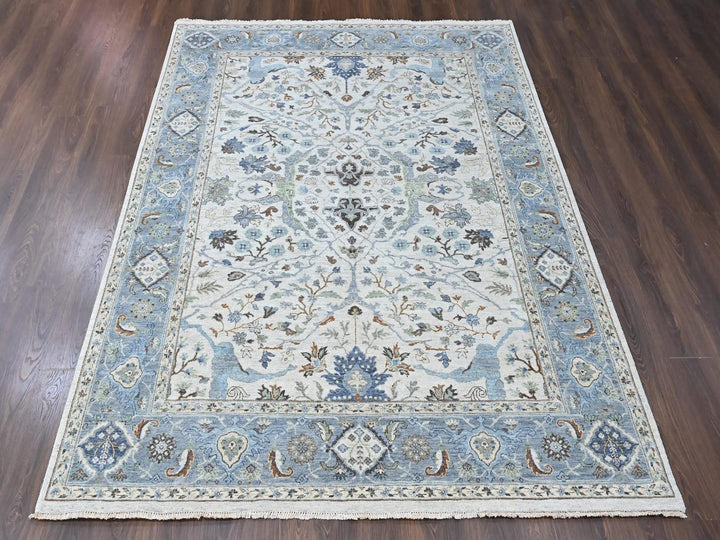 8'0" x 9'10" New Hand Knotted Grey Wool Rectangle Oriental Rug - MOA10210568