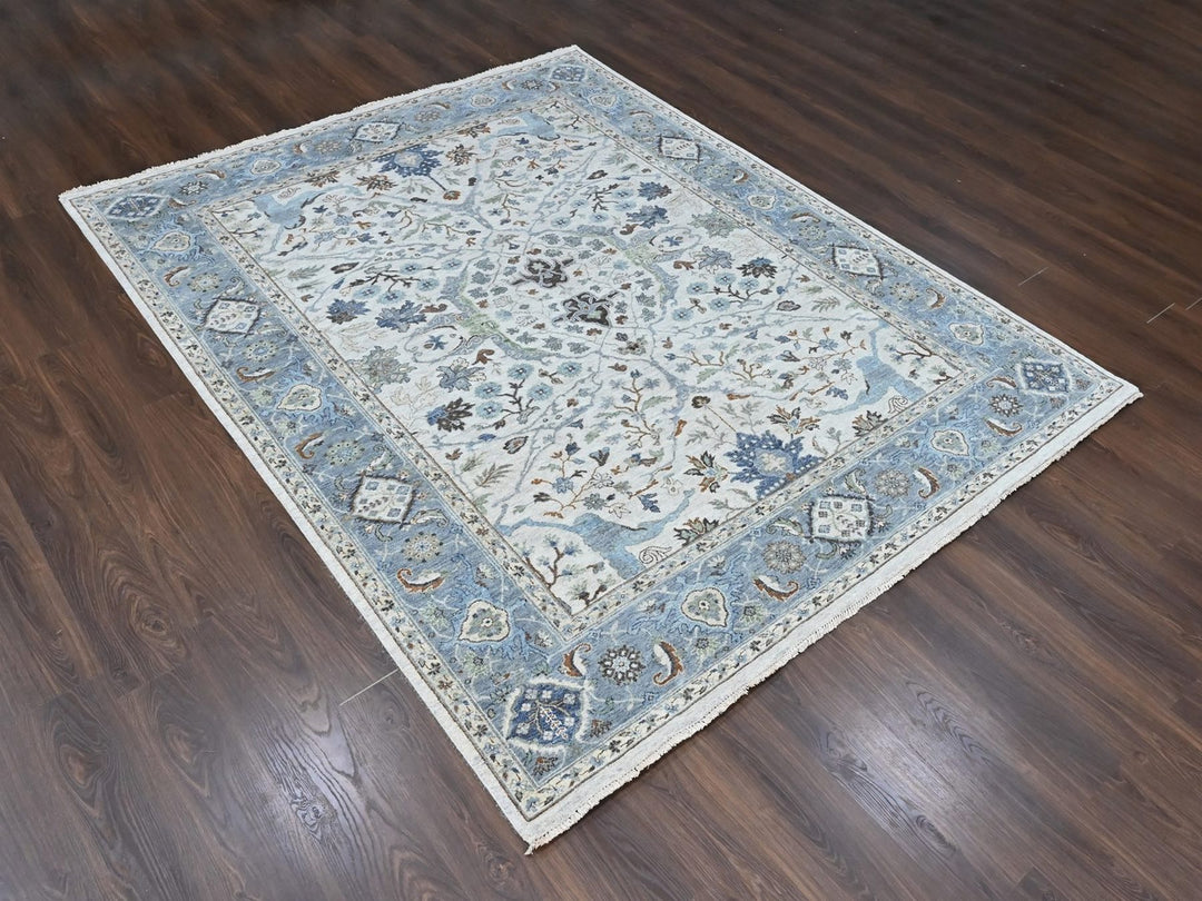 8'0" x 9'10" New Hand Knotted Grey Wool Rectangle Oriental Rug - MOA10210568