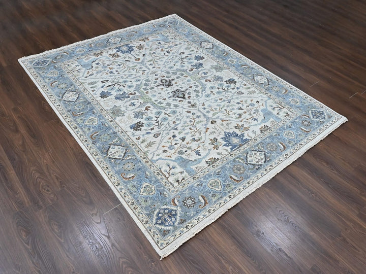 8'0" x 9'10" New Hand Knotted Grey Wool Rectangle Oriental Rug - MOA10210568