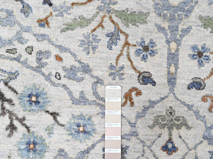 8'0" x 9'10" New Hand Knotted Grey Wool Rectangle Oriental Rug - MOA10210568