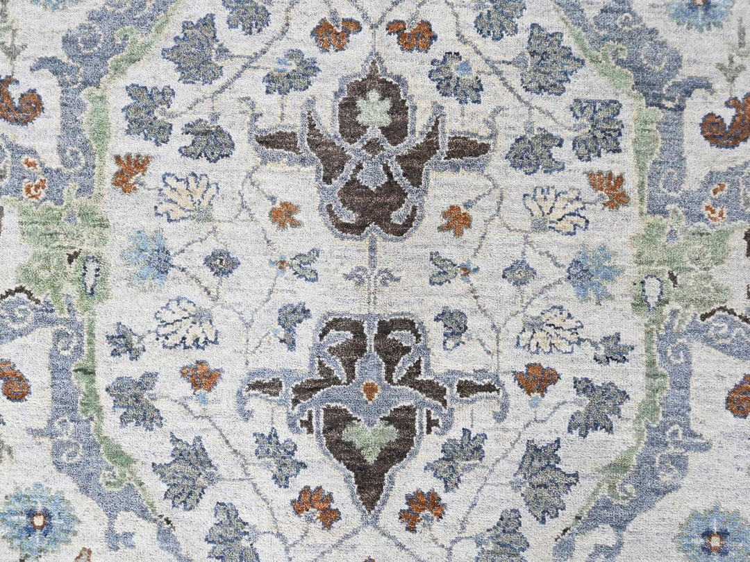 8'0" x 9'10" New Hand Knotted Grey Wool Rectangle Oriental Rug - MOA10210568