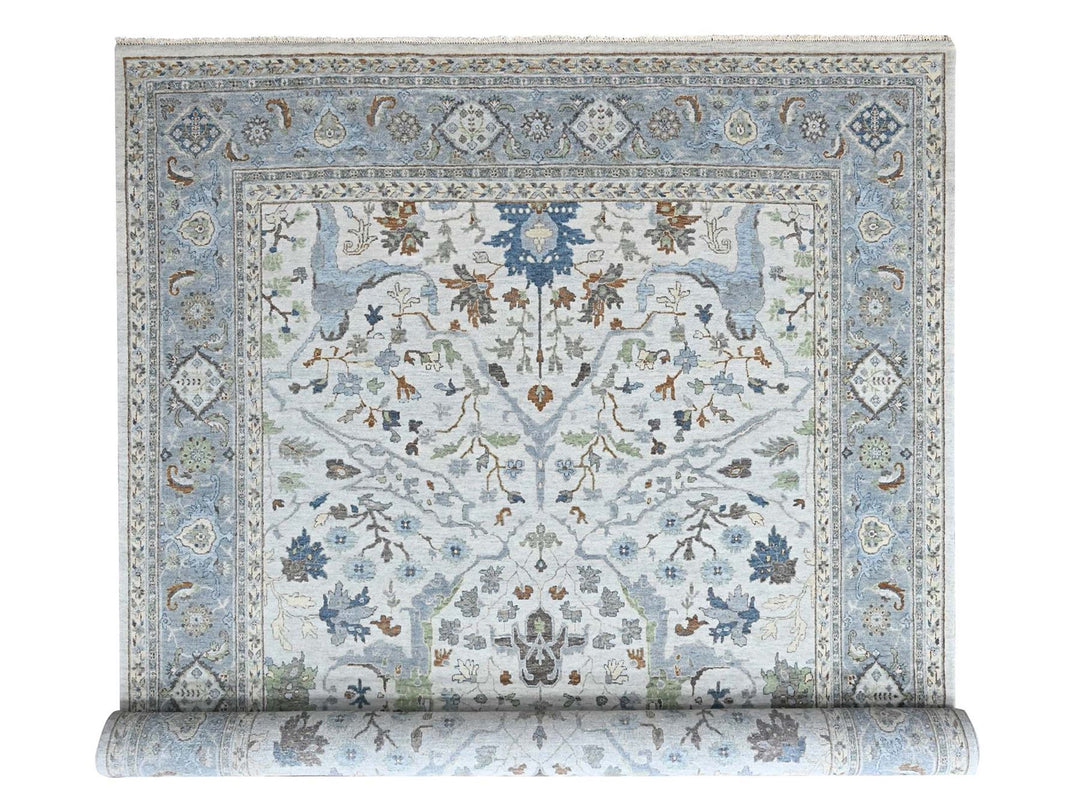 9'8" x 13'10" New Hand Knotted Grey Wool Rectangle Oriental Rug - MOA10210569