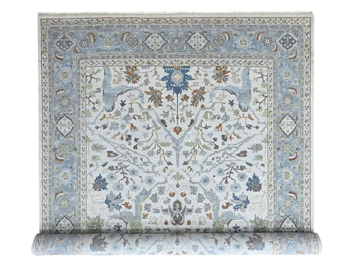 9'8" x 13'10" New Hand Knotted Grey Wool Rectangle Oriental Rug - MOA10210569