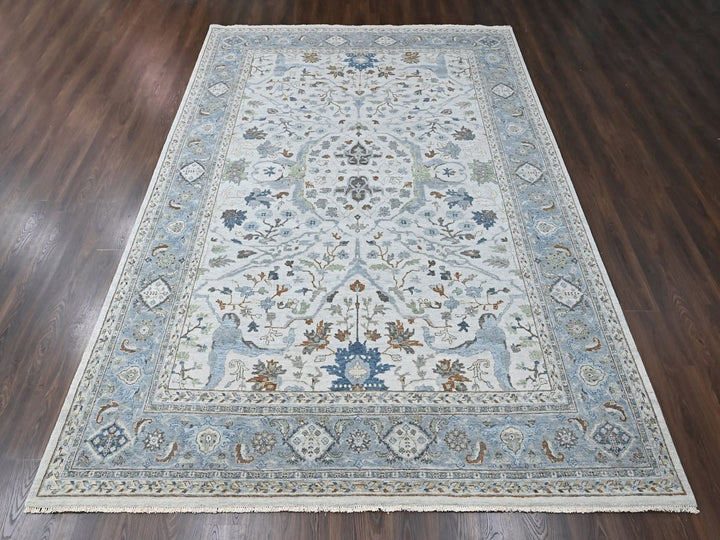 9'8" x 13'10" New Hand Knotted Grey Wool Rectangle Oriental Rug - MOA10210569